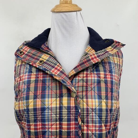 Talbots Vest Womens XS Extra Small Diamond Quilted Tomber Plaid Fleece Lined - Picture 4 of 12